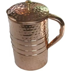 Jarra Elegante de Cobre Martillado para Agua Pura, Dispensador, Recipiente, Contenedor con Tapa y Boquilla - Product Image 5