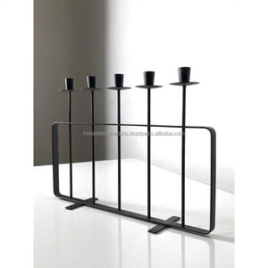 Vintage 5-Arm Wrought Iron Candleholder Hand Forged <b>Black</b> Metal Luxury Decorative <b>Candlestick</b> for Home Garden Christmas Gift - Product Image 4