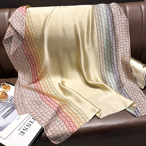 90*90CM Square Luxury 100% <b>Silk</b> Satin Casual Breathable Medium <b>Scarf</b> Customized Logo Colors OEM Service All Seasons Women's - Product Image 3
