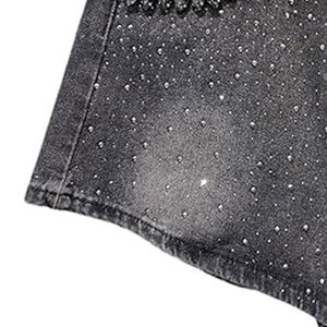 Shorts en jean décontractés pour femmes, taille haute, effet usé, taille élastique, grandes tailles, non extensibles, respirants, colorés, vente en gros - Product Image 4