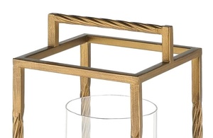 Vente en gros de lanternes à bougies portables écologiques en métal et en verre avec finition dorée, lanternes à bougies pour mariage et extérieur - Product Image 3