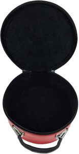<b>Red</b> Round Leather Handbag with Black Handle and Zipper Closure Compact and Lightweight premium - Product Image 4