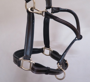 À la mode sur mesure huile tirer cheval licou en cuir véritable pièce de tête anatomique Double point Durable en laiton massif FAB marque - Product Image 3