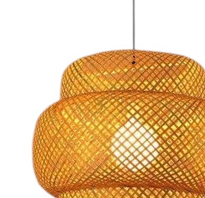 Abat-jour moderne en rotin, suspension cocon, écran de lampe suspendue en osier tressé en croix pour la décoration de restaurant - Product Image 4