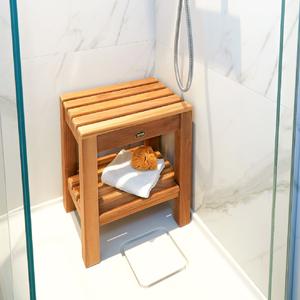 Banc de douche en teck, fabriqué en Indonésie, meuble en bois massif - Product Image 1