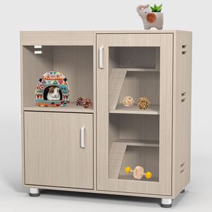Gabbia per criceti e porcellini d'India a 4 livelli con parte superiore apribile, mobiletto portaoggetti in legno con finestre in acrilico, casa per ratti e cincillà, gabbia premium per animali domestici - Product Image 1
