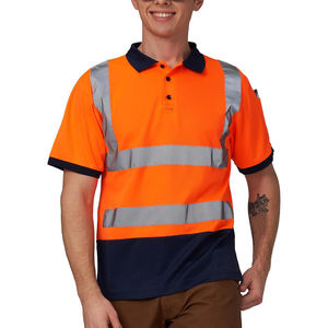 Camiseta de Seguridad Reflectante de Alta Visibilidad en Color Naranja Intenso, Estilo Manga Corta, Tejido Transpirable, Bolsillo en el Pecho, Tipo Polo - Product Image 1