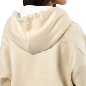 Sudadera con capucha unisex con cremallera de color amarillo claro para mujer, sudadera informal con cremallera completa, chaqueta con capucha extragrande y cómoda para ropa urbana - Product Image 5