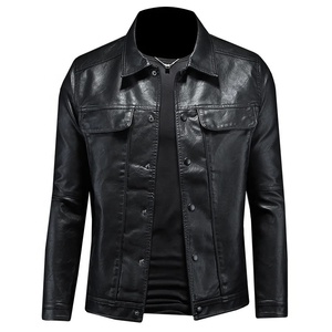 Specious Sports Nouvelle Collection Automne Hiver 2026 Manteau en Cuir de Moto pour Homme, Coupe Slim, Col Revers, Couleur Unie, Style Tendance et Raffiné - Product Image 1