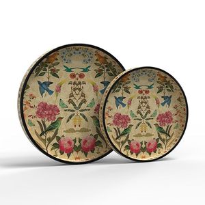 Luxury Glass Floral Art Round Tabletop <b>Vase</b> with Black Border for Birthday & Wedding Decor - Product Image 2