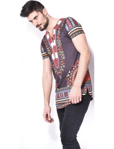 Chemise d'été décontractée pour homme, sans col, à double boutonnage, à manches courtes, imprimée par sublimation, respirante, séchage rapide, 100% coton - Product Image 2