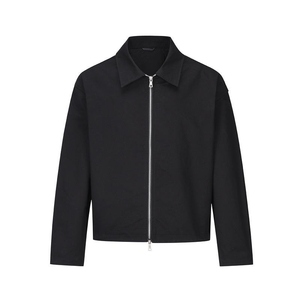 Custom Clothing Men's Women's Varsity <b>Jacket</b> Short Zipper Solid Color Black Canvas Casual Winter Eco-Friendly Windproof - Product Image 3