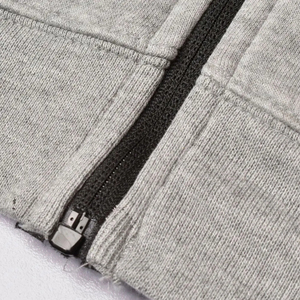 Sudadera con Capucha Gris para Hombre, Cierre de Cremallera, Corte Regular, Color Sólido, Informal, con Logotipo Frontal, 100% Algodón, Felpa Francesa, para Otoño - Product Image 5