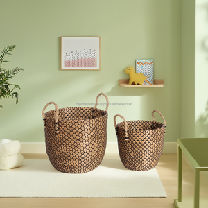 Cesta de almacenamiento de algas marinas tejidas redondas de alta calidad en color natural-Material plástico duradero de Vietnam - Product Image 4