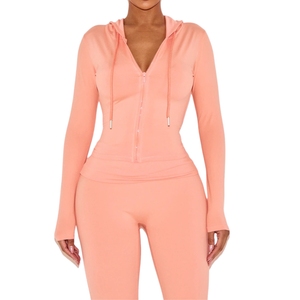 Veste de yoga patchwork personnalisée pour femme, col montant, coupe ajustée, haut de sport avec poche, protection solaire, grandes tailles disponibles - Product Image 1