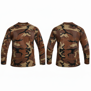Apparel Clothing Long Sleeve Crew Neck Shirt Breathable Quick Dry <b>Camo</b> Print Sports Training Casual Performance <b>Top</b> for Men Wear - Product Image 4