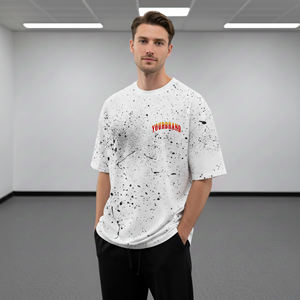 Camisetas de hombre de alta calidad 100% algodón, extragrandes, con efecto de pintura personalizado, logotipo bordado personalizado, corte holgado. - Product Image 4