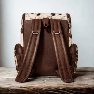 Premium cowhide leather hair school/college <b>backpacks</b> bulk supplier OEM custom branding export quality student bags worldwide - Product Image 3