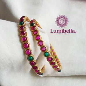 24K Gold Plated Kemp Thin <b>Bangles</b> Ethnic Trendy <b>Copper</b> Brass <b>Bangle</b> Set for Engagement - Product Image 3