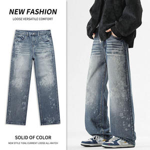 Pantalon en jean ample à jambes larges, confortable, coupe oversize, style baggy, multi-poches, en coton, personnalisable, vente en gros - Product Image 5