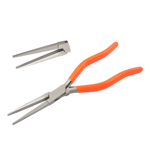 Extra <b>Long</b> Flat <b>Nose</b> Plier Jaw L 60mm Serrated Jaws & L 205mm W/Spring & PVC Handles Joint Box Jewelry Making DIY Crafts Use - Product Image 1
