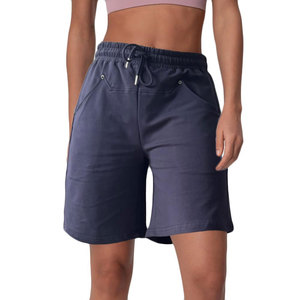 Shorts d'été décontractés pour femmes, taille haute, avec cordon de serrage, couleur unie, respirants, en polyester, vente en gros sur mesure - Product Image 1