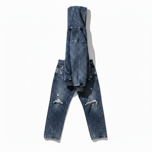 Conjunto de Sudadera con Capucha y Jeans Desgastados de Mezclilla con Lavado Ácido para Hombre, Estilo Urbano, Estampado Gráfico Vintage, Traje Deportivo de Mezclilla Hip Hop - Product Image 3