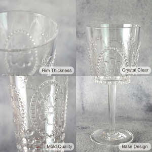 [Holar] Verre à pied en plastique de style vintage, fabriqué à Taïwan, avec motif floral en relief transparent, idéal pour les mariages, les fêtes et les pique-niques - Product Image 4