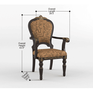 Sedie da pranzo di lusso tradizionali Set di 2 poltrone formali con finitura ciliegia oro ribaltamento rivestimento in tessuto Jacquard - Product Image 5