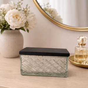 Porte-bougies et lanternes en verre argenté personnalisé avec couvercle en bois de manguier, vides, pour décorations de Noël et de fêtes à la maison - Product Image 2