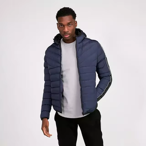 Best Selling Men's Plus Size <b>Waterproof</b> Puffer <b>Jackets</b> <b>White</b> & Black Zipper Front Pocket Hooded Street Wear Adult - Product Image 4