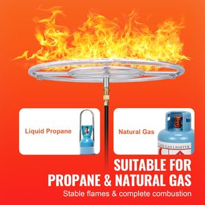 Griglia per Braciere a Gas Propano in Acciaio Inox Rotonda da 24 Pollici, 92.000 BTU, per Uso Interno su Tavolo - Product Image 6