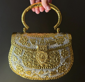 Pochette tendance en mosaïque de pierres et métal, style ethnique indien, élégante pour soirée, mariage, pour femmes - Product Image 3