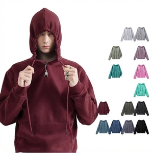 Sweat-shirt à capuche en molleton 100 % coton pour homme, personnalisable avec broderie OEM, pull d'hiver avec cordon de serrage, vente en gros - Product Image 2
