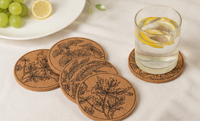 Ensemble de sous-verres ronds modernes en bois gravés au laser, écologiques, anti-chaleur, épaisseur 5 mm, pour la protection de la table