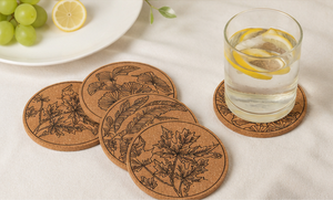 Wood Modern Round <b>Coaster</b> Set Laser Engraved Eco-Friendly Anti-Heat 5mm Thick Drink <b>Coasters</b> for <b>Table</b> Protection - Product Image 5