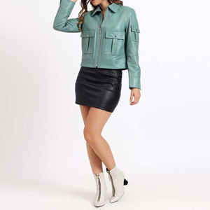 2026 OEM Blousons d'hiver pour femmes en cuir véritable respirant, teint uni, coupe-vent, imperméables, multi-poches, design tendance - Product Image 6