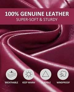 Guantes de Cuero para Mujer, Guantes con Forro de Cachemira para Escribir Mensajes en el Móvil, Guantes de Piel de Oveja Suave de Primera Calidad - Product Image 2