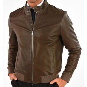 Veste en cuir noire élégante pour homme, toutes tailles, avec logo personnalisé et fermeture éclair, étiquette privée. - Product Image 1