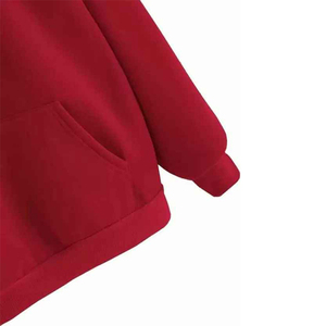 เสื้อฮู้ดสีแดงแบบยูนิเซ็กซ์ ทรงโอเวอร์ไซส์ สีพื้น ดีไซน์กระเป๋าเสื้อ สวมใส่สบายๆ สำหรับฤดูใบไม้ร่วง แขนเสื้อปกติ ผ้าถักเฟรนช์เทอร์รี่ - Product Image 3