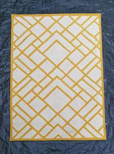 Contemporary Living Room Carpet Modern Hand-Tufted Wool Area <b>Rug</b> with Abstract Geometric Pattern in Yellow & White Made Cotton - Product Image 2