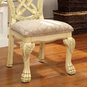 Vintage bianco in legno massello sedie da pranzo formale maestoso Design tradizionale con intricati dettagli intagliati sedia laterale Set di 2 - Product Image 5