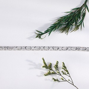Luxury White Gold Hexagon Cut Diamond Link Bracelet Geometric Tapered Baguette Crystal Chain Bracelets Wedding Fine Jewelry <b>Gift</b> - Product Image 4