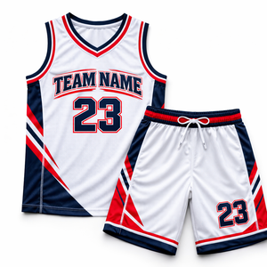 ชุดบาสเก็ตบอลแบบกำหนดเอง ไซส์พลัส สำหรับทุกเพศ แห้งเร็ว ระบายอากาศได้ดี ผ้าโพลีเอสเตอร์ 100% สกรีนชื่อและหมายเลขผู้เล่น - Product Image 1