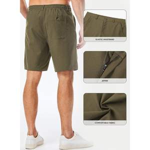 2025 hommes décontracté 8 \ "coton lin Shorts bouton taille été plage Shorts poches haute rue Style XS taille élastique tricoté - Product Image 3
