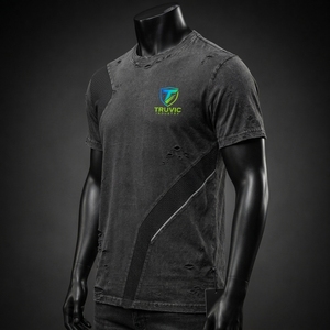 Men Lightweight Distressed <b>T</b> <b>Shirt</b> Breathable Cotton Blend Fabric Washed Finish Soft Texture Comfortable Fit Summer Streetwear - Product Image 5