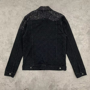 High Quality Men's Custom Outdoor Denim <b>Jacket</b> 100% Cotton Lightweight Windproof Stand Collar Denim <b>Rhinestone</b> <b>Jacket</b> - Product Image 2