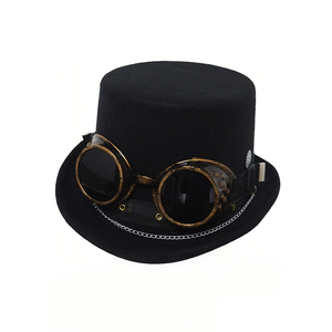Sombrero de Vaporín Negro con Cadena y Adornos para Cosplay Retro, Servicio OEM/ODM, Certificado EN71, Cumple con ASTM - Product Image 3