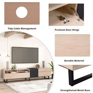 Modern Entertainment Center TV Stand for 80 Inch TVs Double <b>Storage</b> Space Media <b>Console</b> <b>Table</b> with Drop Door for Living Rooms - Product Image 6