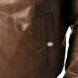 เสื้อแจ็คเก็ตผู้ชาย หนังแท้คุณภาพสูง ออกแบบเองได้ สีน้ำตาล แจ็คเก็ตหนังแฟชั่น - Product Image 6